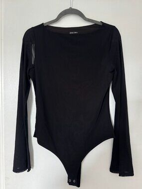 REORIA Black Mesh Bodysuit